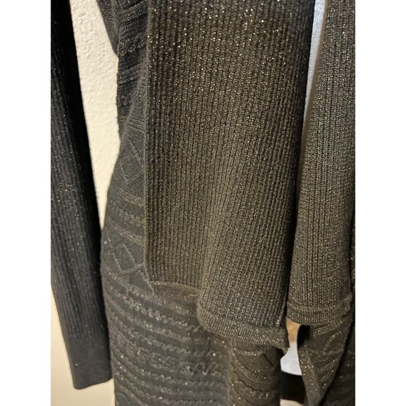 Julie Brown Long Cardigan Sweater Duster S Small Black Shimmer Washable NEW - Picture 12 of 15